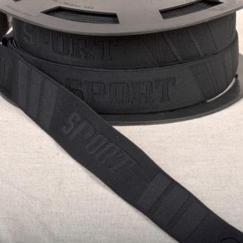 Gummiband "Sport" Schwarz Breite 3 cm